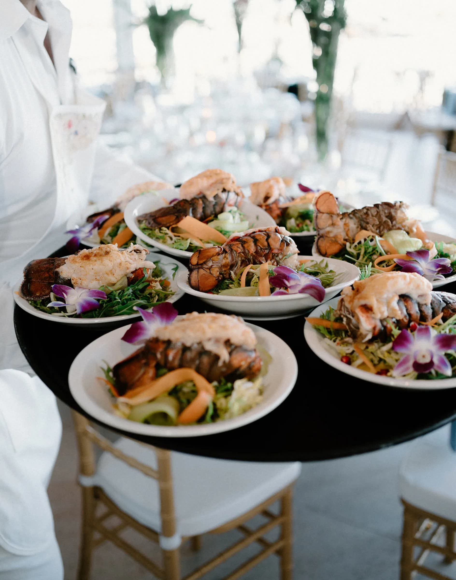 Lobster and steak plated by the in-house chef at a Detroit corporate event venue