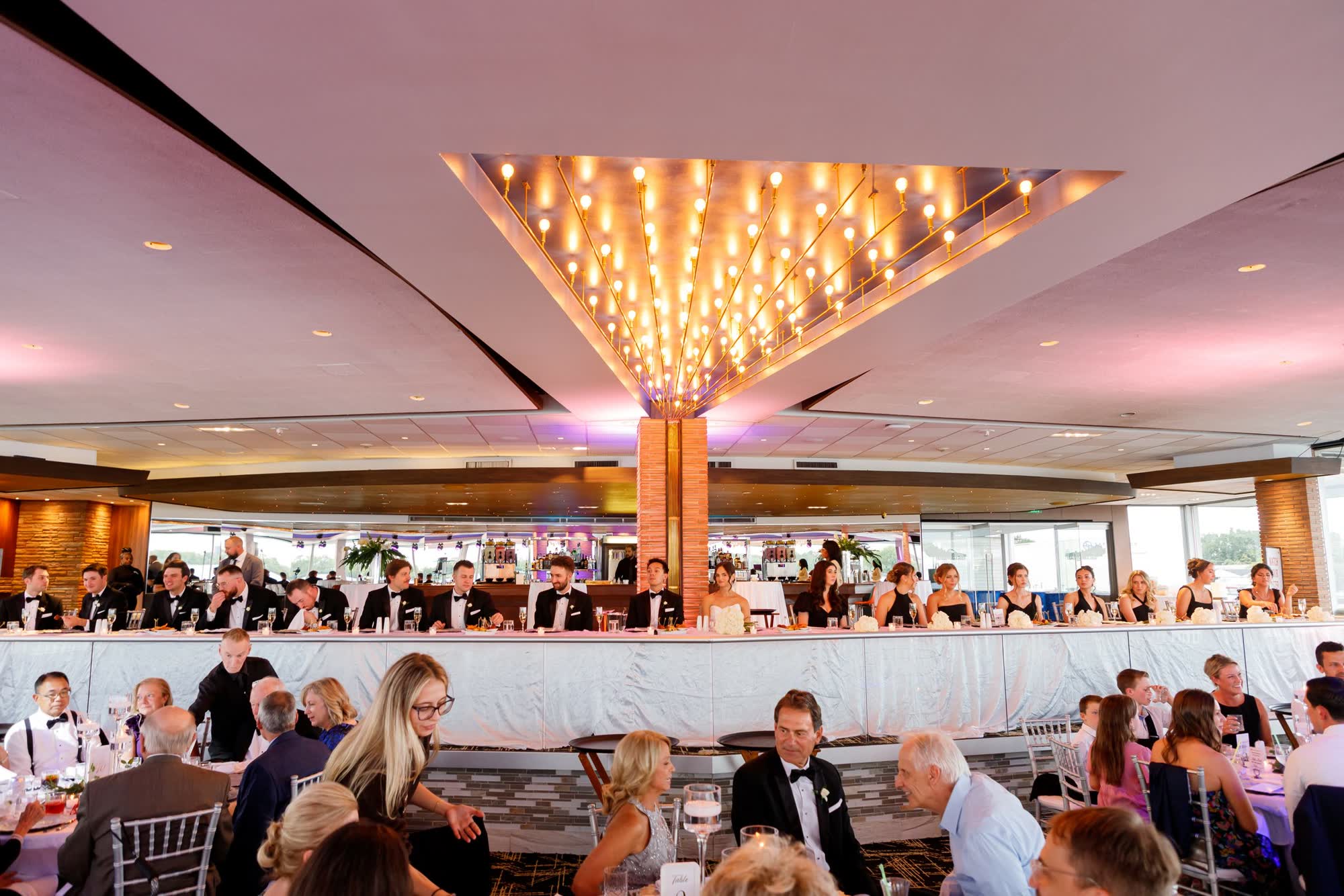 Guests dancing at a Detroit riverfront event venue